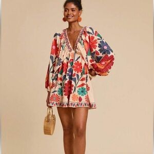 Shein Floral V Neck Dress